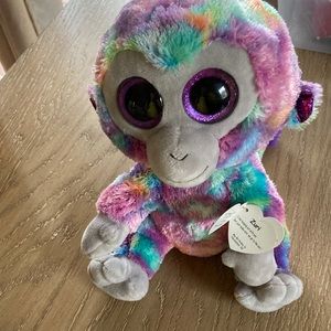 Zuri the Monkey Multi-Colored Stuffed Animal Toy Beanie Boo Collection. (#A)